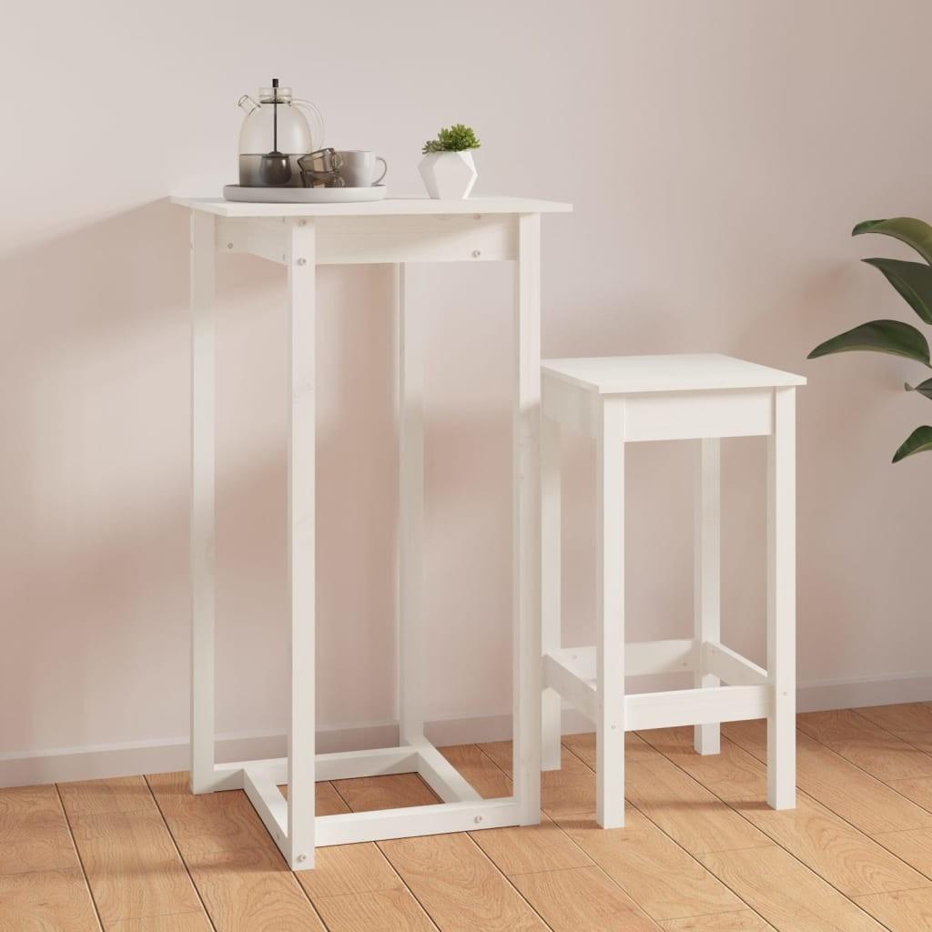 Barbord 60x60x110 cm massivt fyrretræ hvid