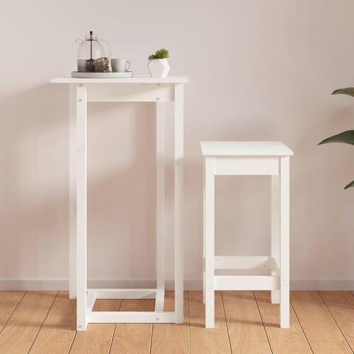 Barbord 60x60x110 cm massivt fyrretræ hvid