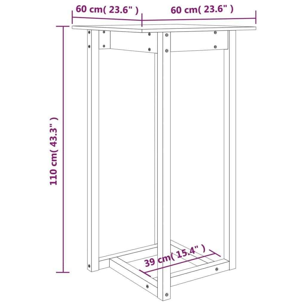Barbord 60x60x110 cm massivt fyrretræ hvid