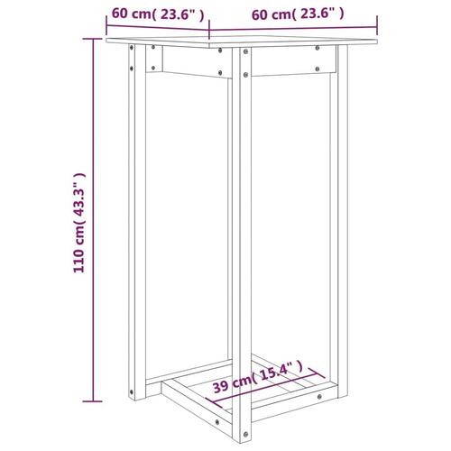 Barbord 60x60x110 cm massivt fyrretræ grå