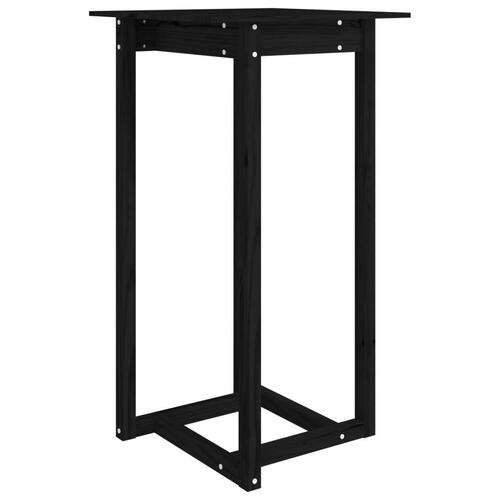 Barbord 60x60x110 cm massivt fyrretræ sort