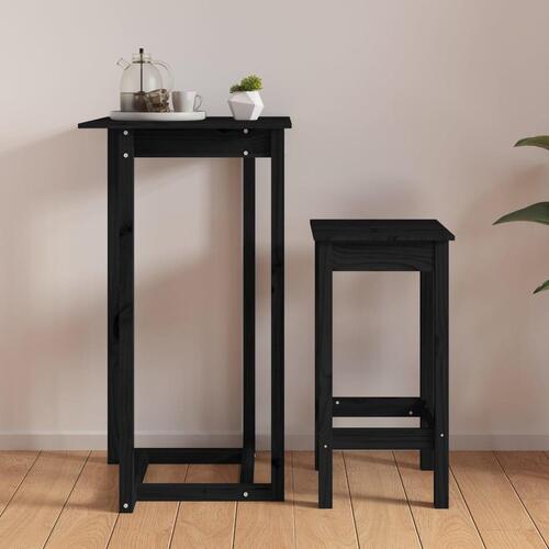 Barbord 60x60x110 cm massivt fyrretræ sort