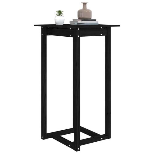Barbord 60x60x110 cm massivt fyrretræ sort