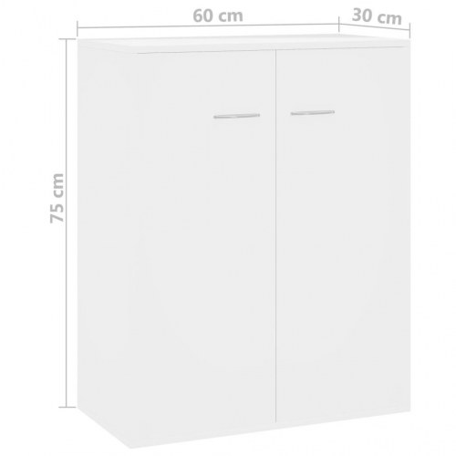 Skænk 60x30x75 cm konstrueret træ hvid højglans