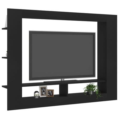Tv-bord 152x22x113 cm konstrueret træ sort