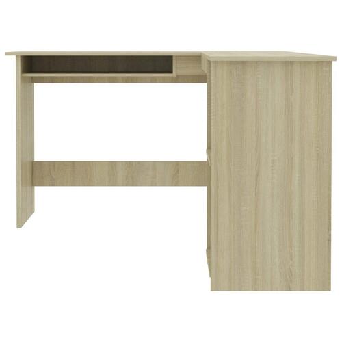 L-formet skrivebord 120x140x75 cm konstrueret træ sonoma-eg