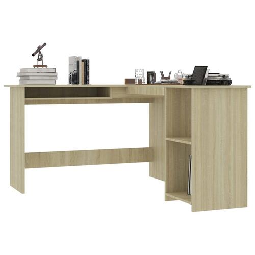 L-formet skrivebord 120x140x75 cm konstrueret træ sonoma-eg