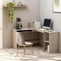 L-formet skrivebord 120x140x75 cm konstrueret træ betongrå