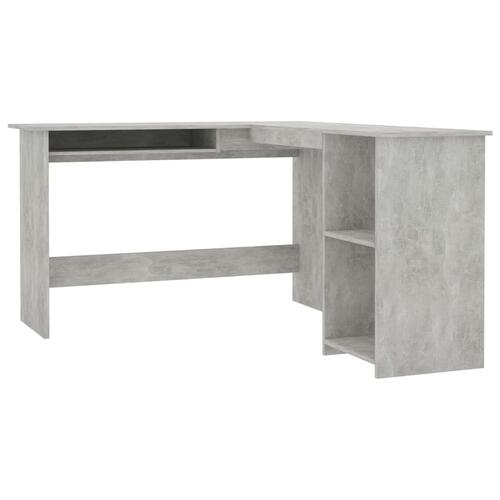 L-formet skrivebord 120x140x75 cm konstrueret træ betongrå