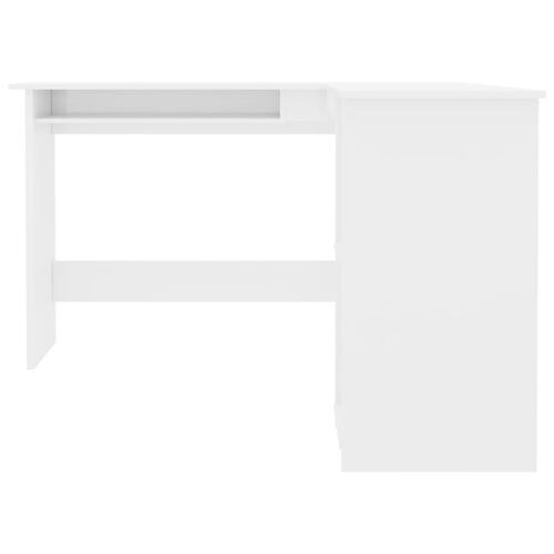 L-formet skrivebord 120x140x75 cm konstrueret træ hvid højglans