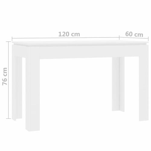 Spisebord 120x60x76 cm konstrueret træ hvid