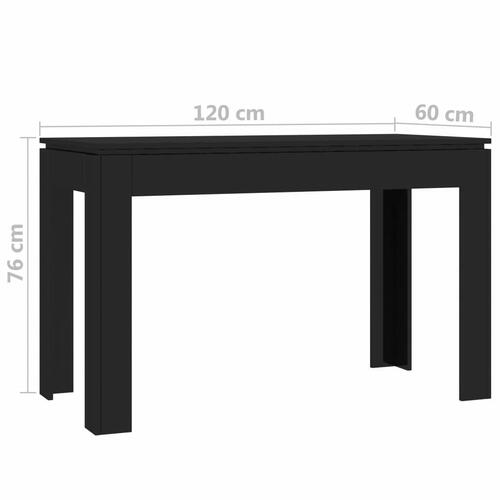 Spisebord 120 x 60 x 76 cm spånplade sort højglans