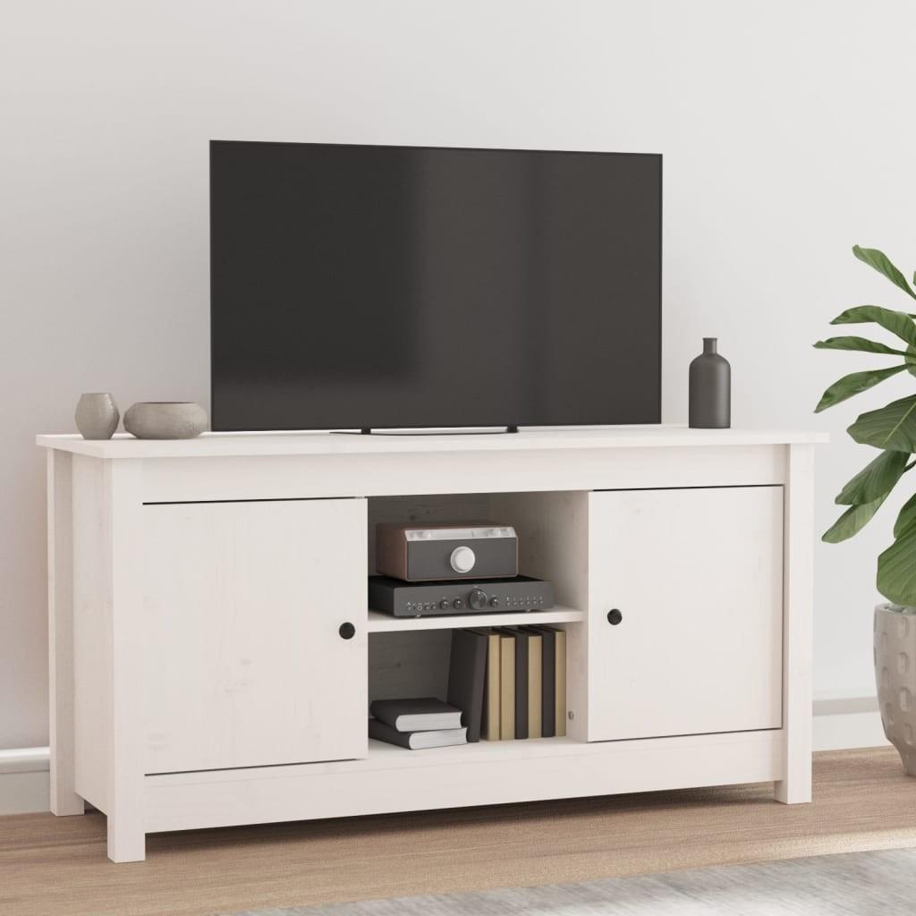 Tv-bord 103x36,5x52 cm massivt fyrretræ hvid