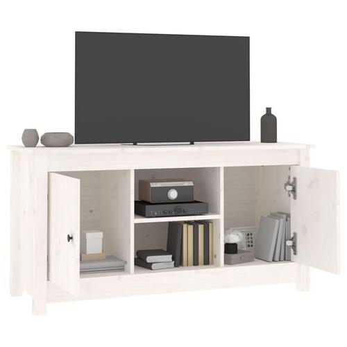 Tv-bord 103x36,5x52 cm massivt fyrretræ hvid