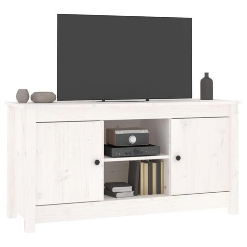 Tv-bord 103x36,5x52 cm massivt fyrretræ hvid