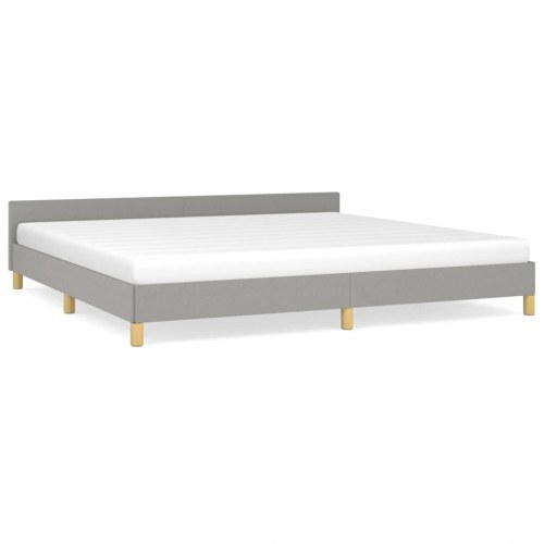 Sengeramme med sengegavl 200x200 cm - stof, lysegrå