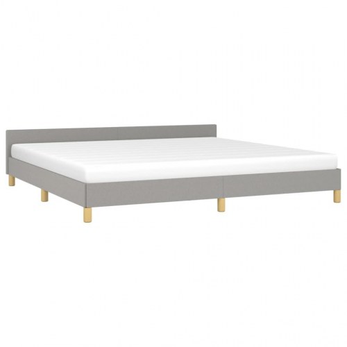Sengeramme med sengegavl 200x200 cm - stof, lysegrå