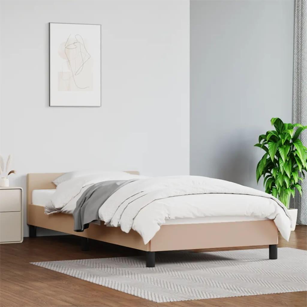 Billede af Sengeramme med sengegavl 80x200 cm kunstlæder cappuccinofarvet