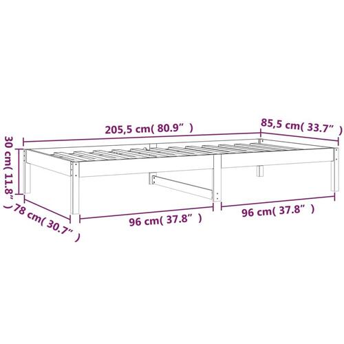 Daybed 80x200 cm massivt fyrretræ hvid