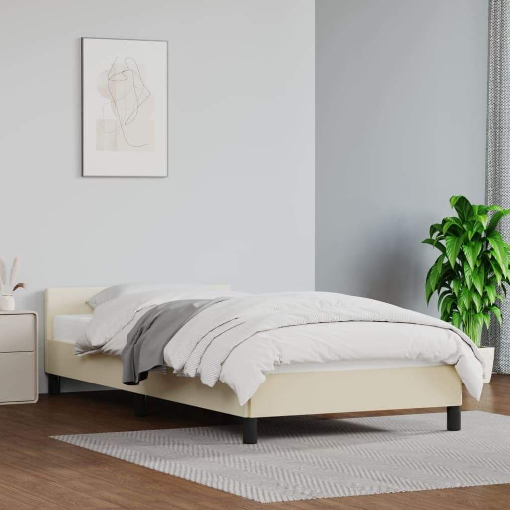 Sengeramme Med Sengegavl 90x190 Kunstlæder Cremefarvet