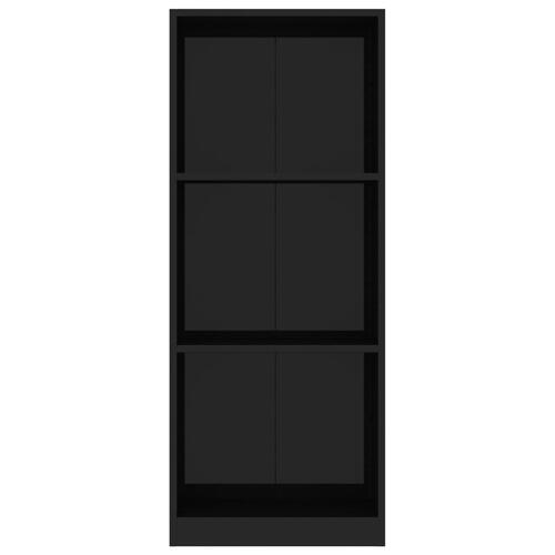 Bogreol med 3 hylder 40 x 24 x 108 cm spånplade sort højglans