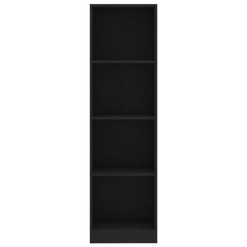 Bogreol med 4 hylder 40 x 24 x 142 cm spånplade sort