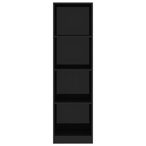 Bogreol med 4 hylder 40 x 24 x 142 cm spånplade sort højglans