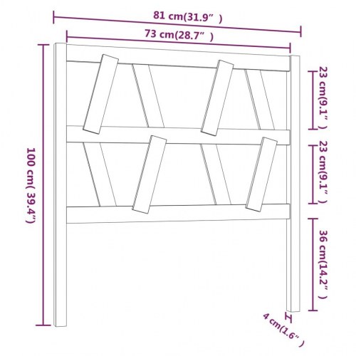 Sengegavl 81×4×100 cm i massivt fyrretræ - sort