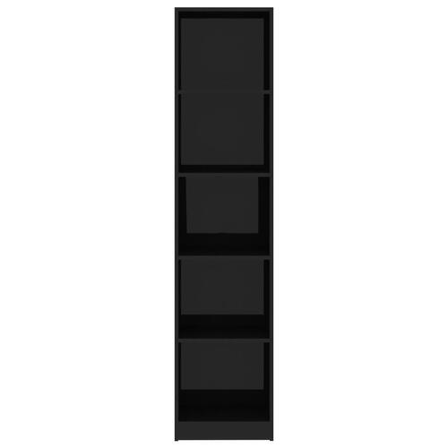 Bogreol med 5 hylder 40 x 24 x 175 cm spånplade sort højglans