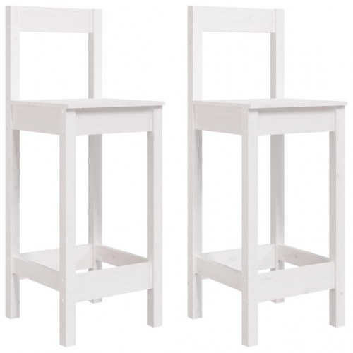 Barstole 2 stk. 40x41,5x112 cm massivt fyrretræ hvid
