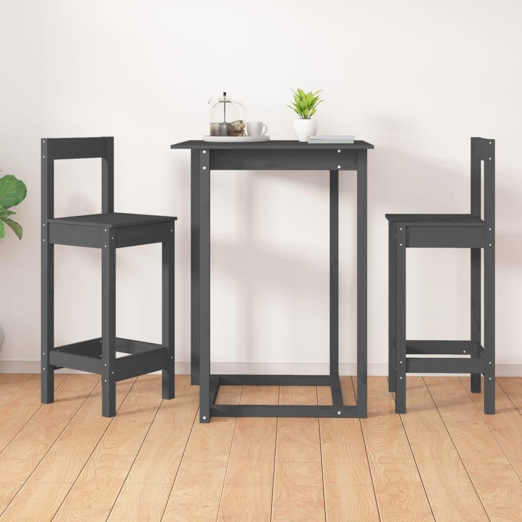 Barstole 2 stk. 40x41,5x112 cm massivt fyrretræ grå