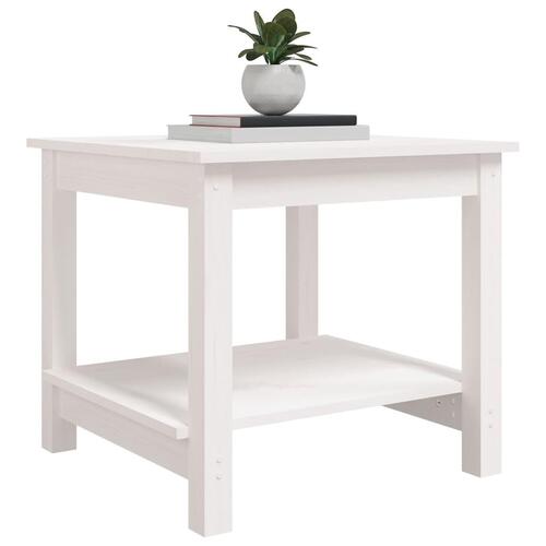 Sofabord 50x50x45 cm massivt fyrretræ sort hvid