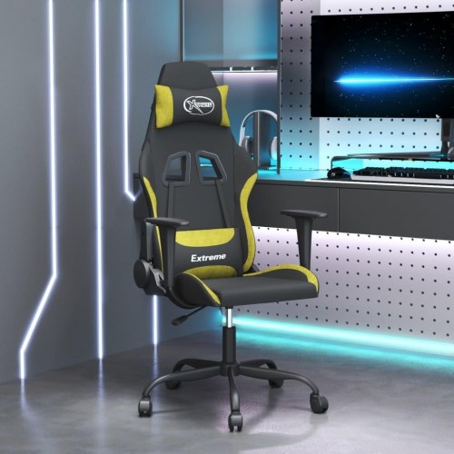 Gamingstol med massagefunktion i stof - sort/lysegrøn