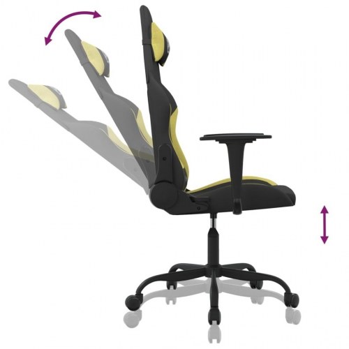 Gamingstol med massagefunktion i stof - sort/lysegrøn