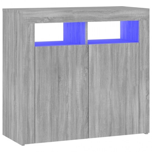Skænk med LED-lys - 80×35×75 cm, grå sonoma-eg