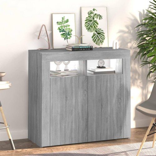Skænk med LED-lys - 80×35×75 cm, grå sonoma-eg