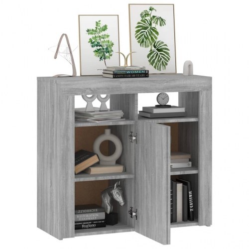 Skænk med LED-lys - 80×35×75 cm, grå sonoma-eg