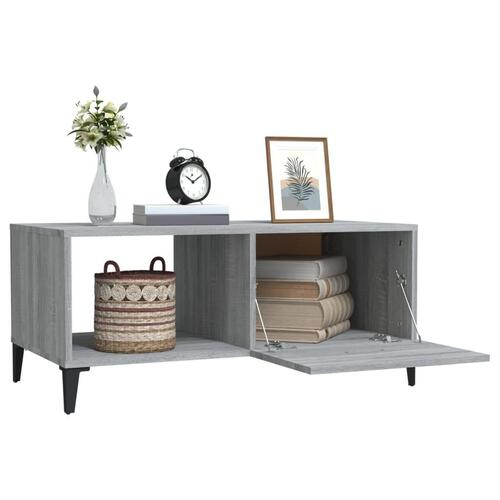 Sofabord 90x50x40 cm konstrueret træ grå sonoma-eg