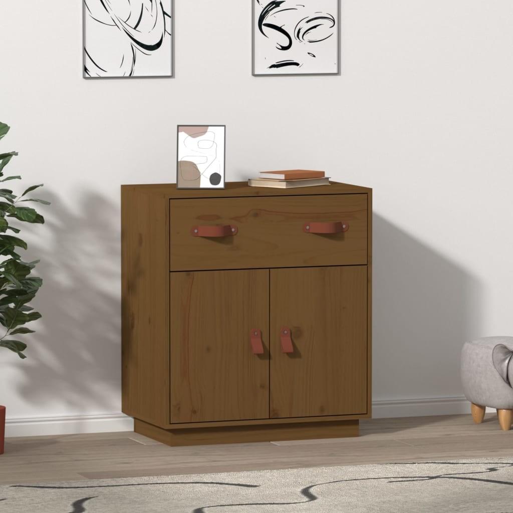 vidaXL skænk 65,5x40x75 cm massivt fyrretræ gyldenbrun