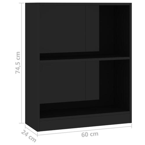Bogreol 60x24x74,5 cm konstrueret træ sort højglans