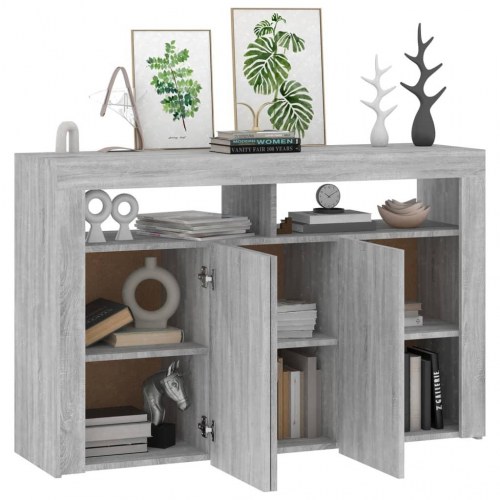 Skænk med LED-lys 115,5x30x75 cm grå sonoma-eg