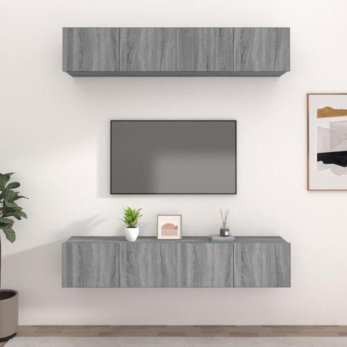 Tv-skabe 4 stk. 80x30x30 cm konstrueret træ grå sonoma-eg