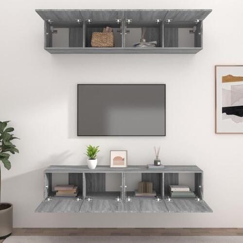 Tv-skabe 4 stk. 80x30x30 cm konstrueret træ grå sonoma-eg