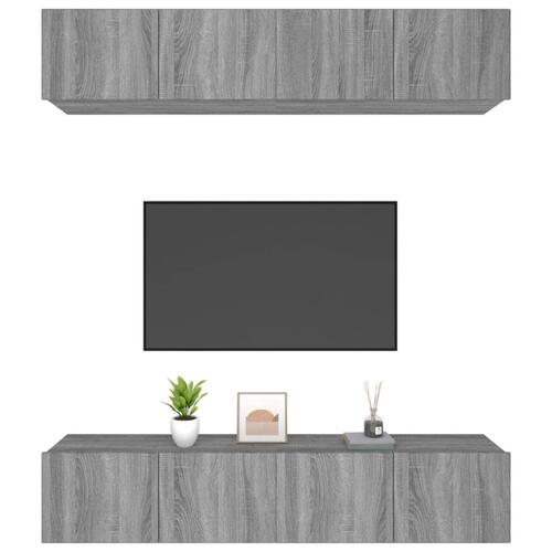 Tv-skabe 4 stk. 80x30x30 cm konstrueret træ grå sonoma-eg