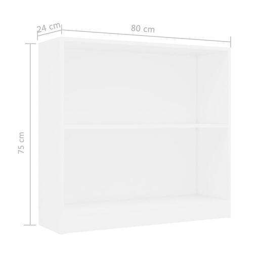 Bogreol 80 x 24 x 75 cm spånplade hvid