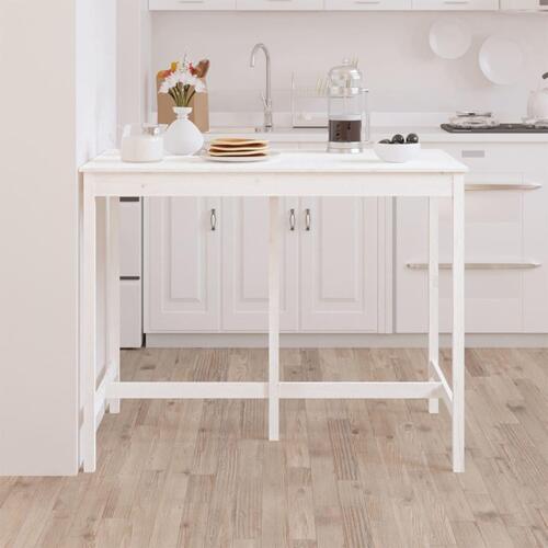 Barbord 140x80x110 cm massivt fyrretræ hvid
