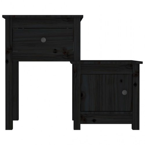 Sengeborde 2 stk. i massivt fyrretræ - sort, 79,5 × 38 × 65,5 cm