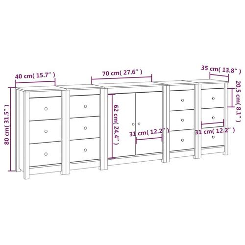 Skænk 230x35x80 cm massivt fyrretræ hvid