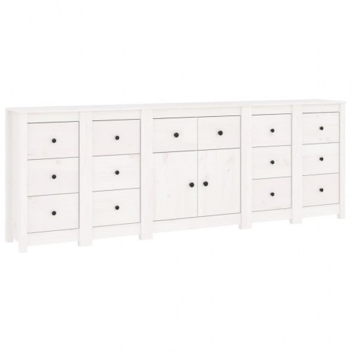 Skænk 230x35x80 cm massivt fyrretræ hvid
