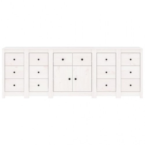 Skænk 230x35x80 cm massivt fyrretræ hvid